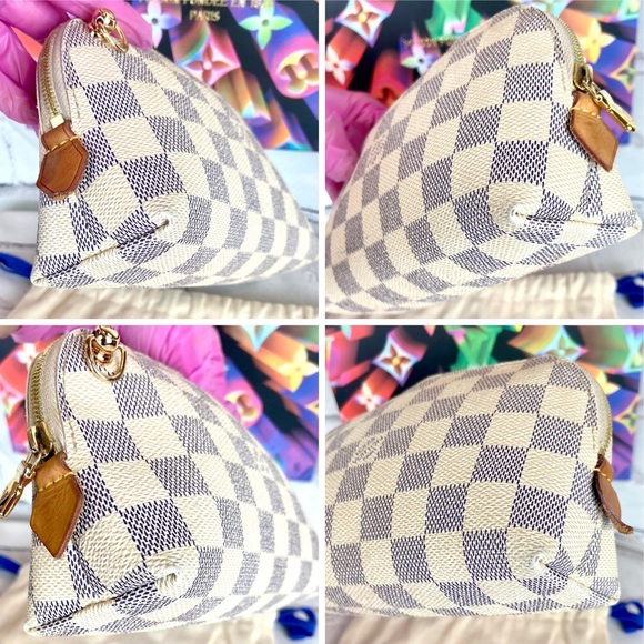 Louis Vuitton Damier Azur Cosmetic Pouch Crossbody Bag with leather strap - Picture 12 of 16
